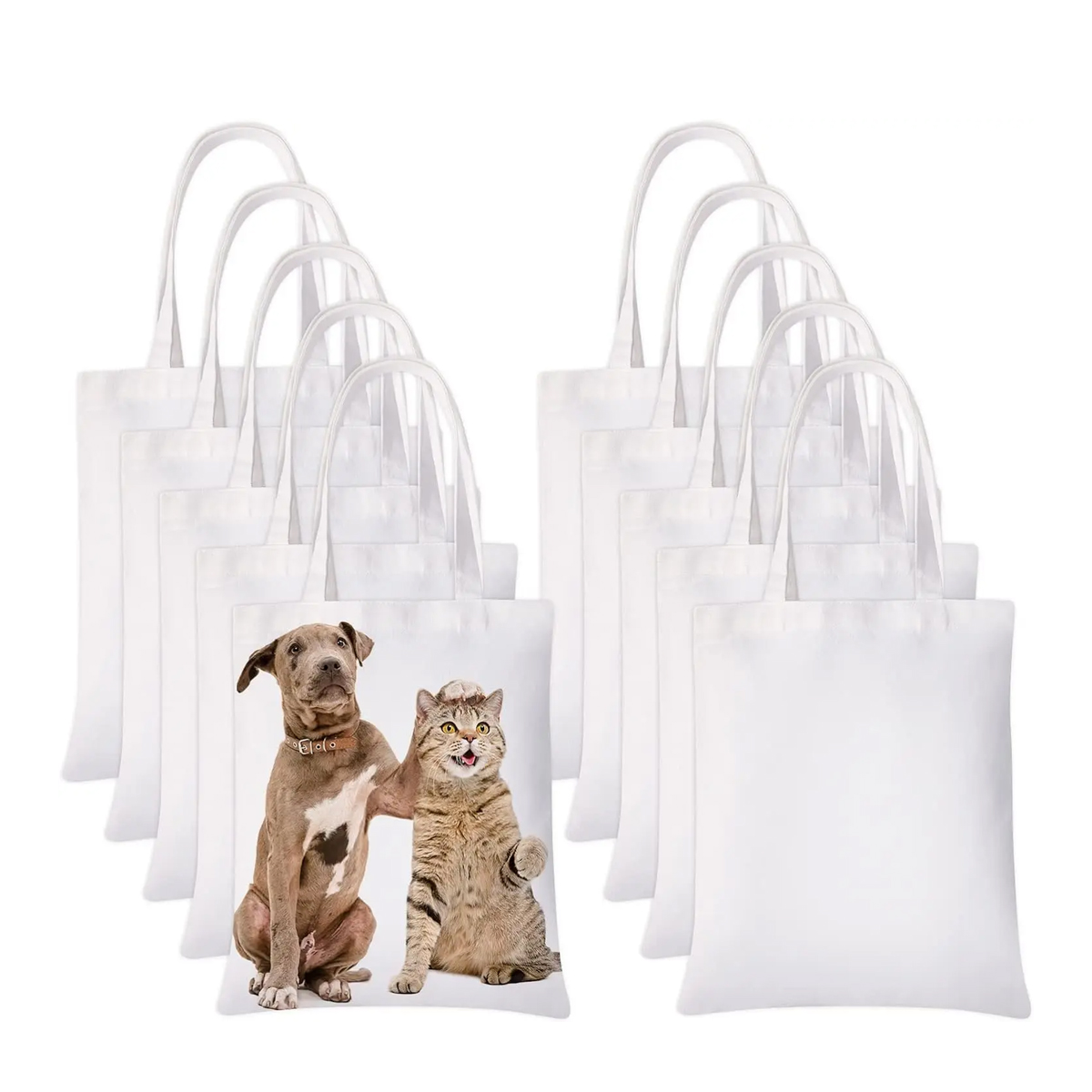 Tote Bag Sublimation - 6 Stück weiße Canvas-Tragetaschen, Sublimationsdruck und