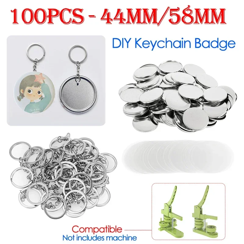 Button Badge Blank - 100PCS 44mm 58mm Schlüsselanhänger Abzeichen Herstellung