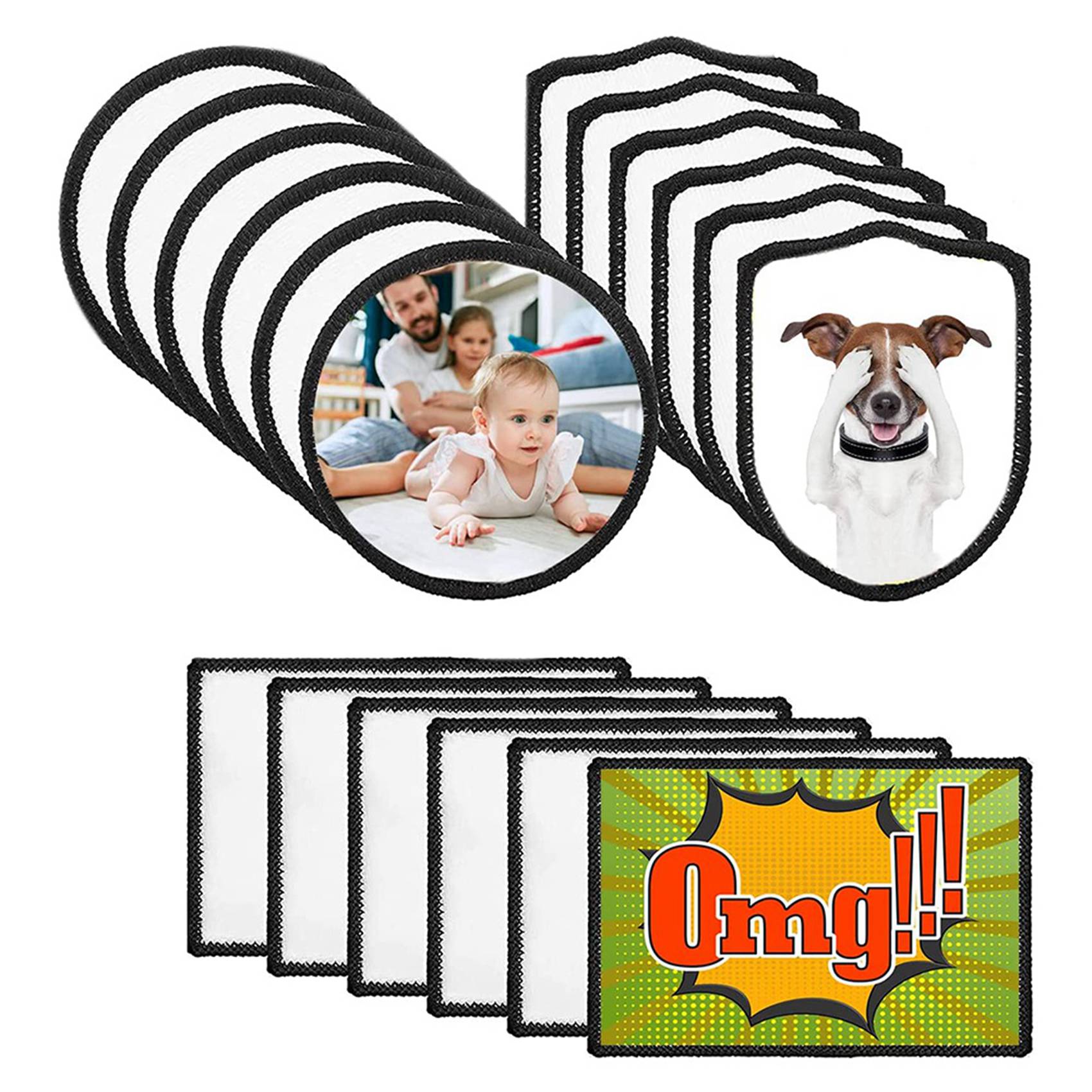 Hat Sublimation Blank - 48 Stück Sublimations-Patch-Rohlinge, Stoff-Aufnäher zum Aufbügeln,