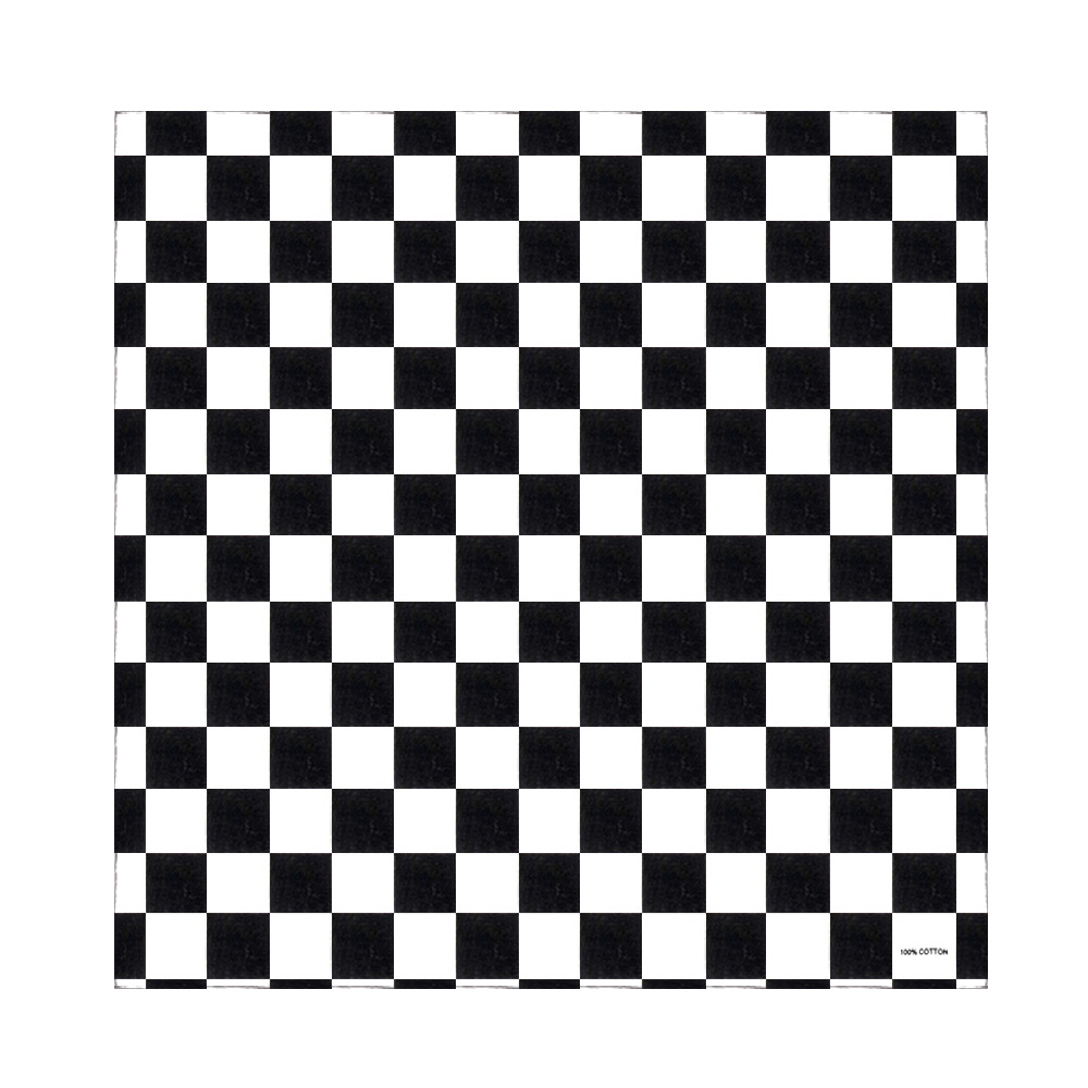 Bandana Blank White - Bandana, karierte Flagge, Auto-Rennen, Baumwoll-Bandanas, schwarz-weiß