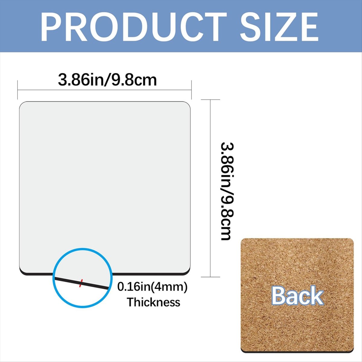 Coaster Sublimation Blank - ABYA 30 Stück Sublimations-Untersetzer-Rohlinge mit Korkrückseite,