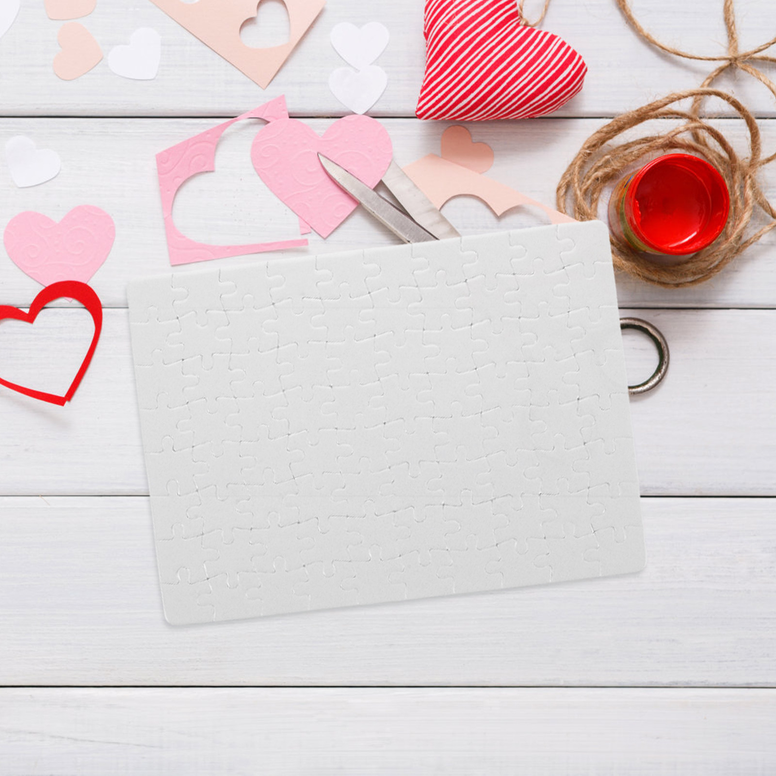 Puzzle Blank White - 4 Blatt Blanko-Puzzleteile Kreatives DIY-Whiteboard für