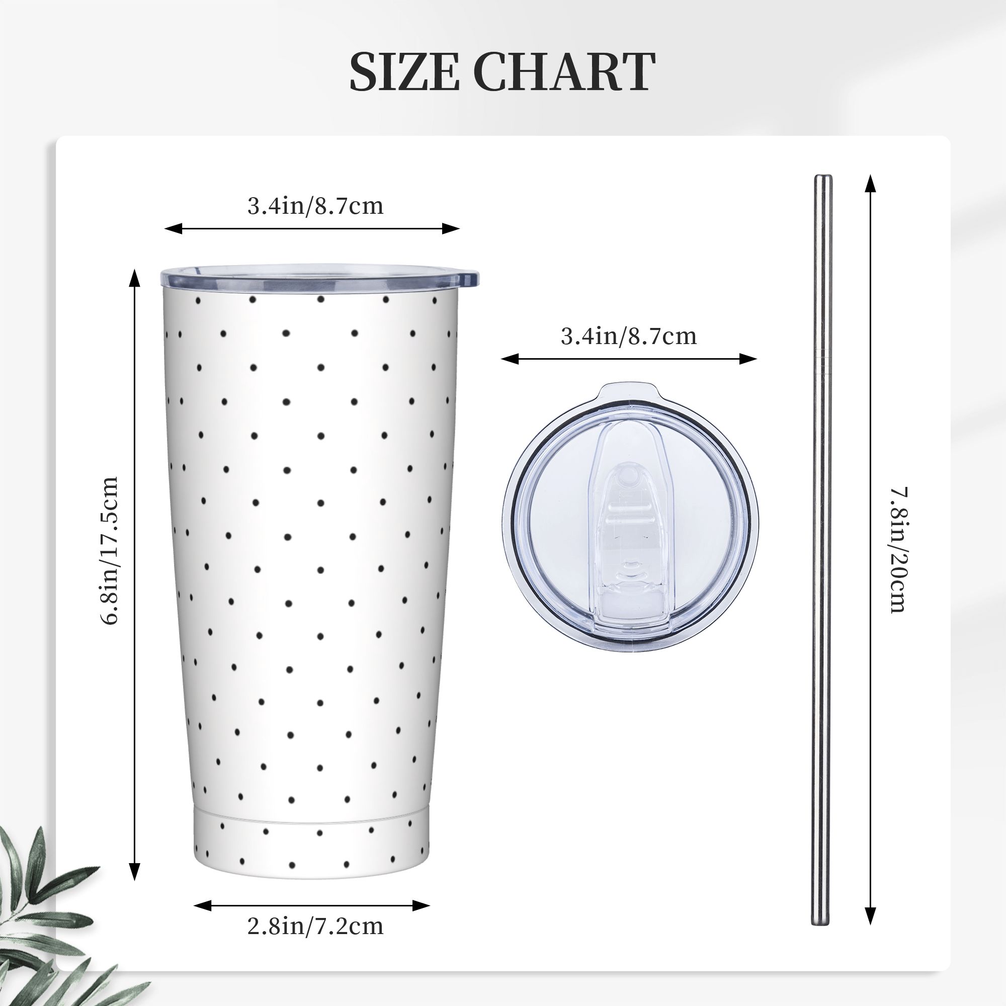 Schwarz-Weiß Gepunkteter Edels – Tumbler 20Oz White Bewertung und Preis