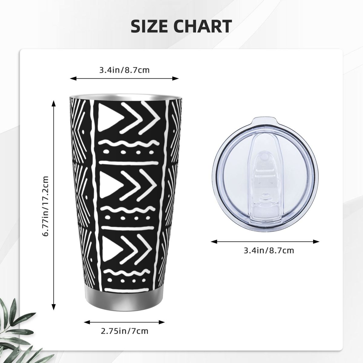 Schwarz-weißer afrikanischer B – Tumbler 20Oz White Bewertung und Preis