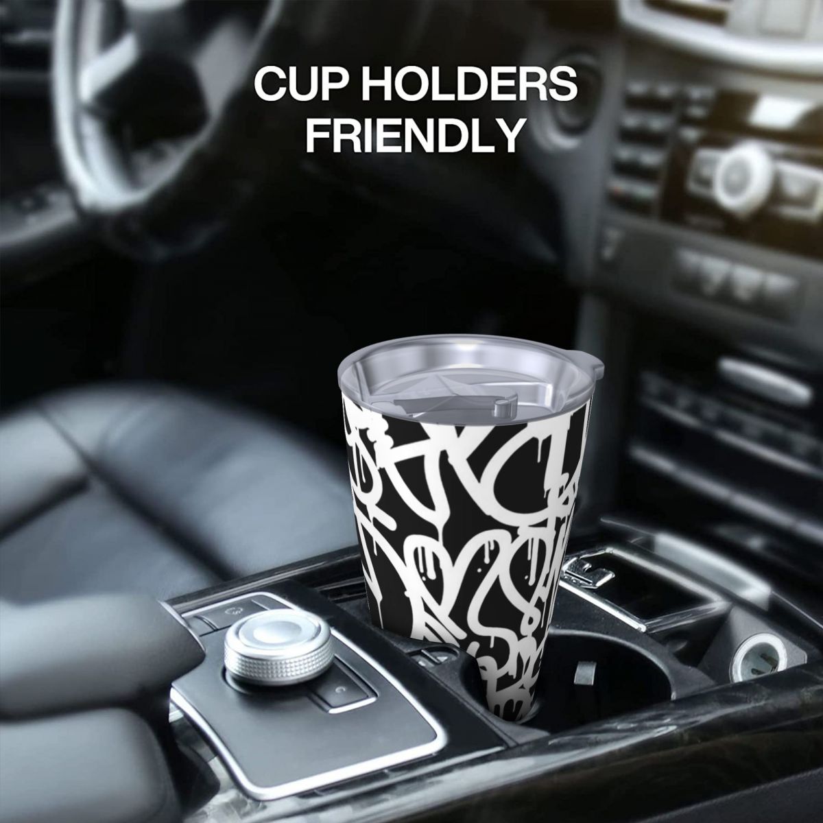 Schwarz-weißer Graffiti-Edelst – Tumbler 20Oz White Bewertung und Preis