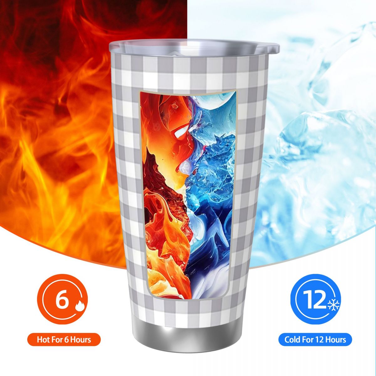 Grauer und weißer Gingham-Edel – Tumbler 20Oz White Bewertung und Preis
